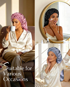 YANIBEST bonnet used with wig in lifestyle setting protecting style and moisture