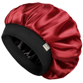 YANIBEST wine red bonnet front view shows smooth satin and protective coverage