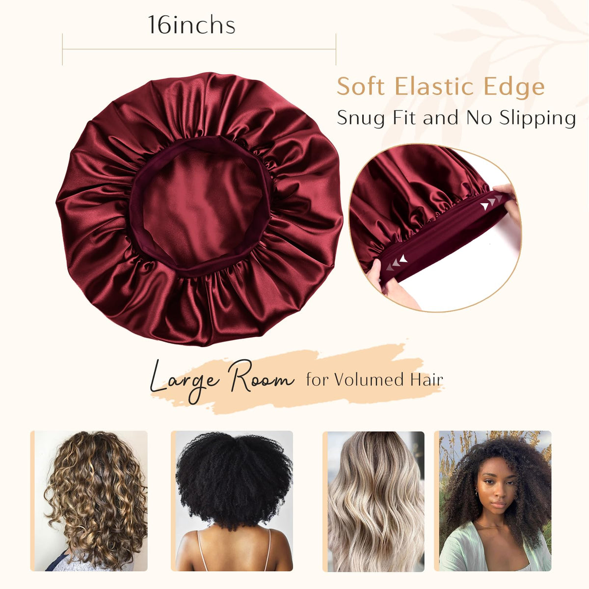 YANIBEST woman wearing bonnet in bed preserving curls all night