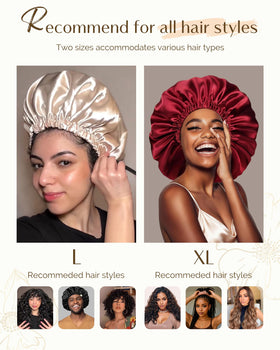 YANIBEST woman wearing bonnet sleeping showing hair protection and reduced frizz