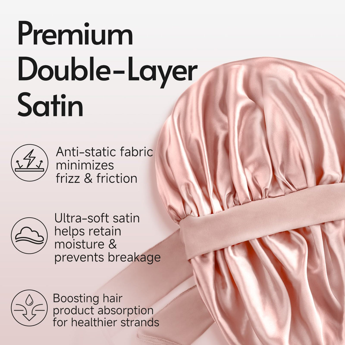 Yanideer close-up satin lining texture highlighting smooth anti-friction benefit