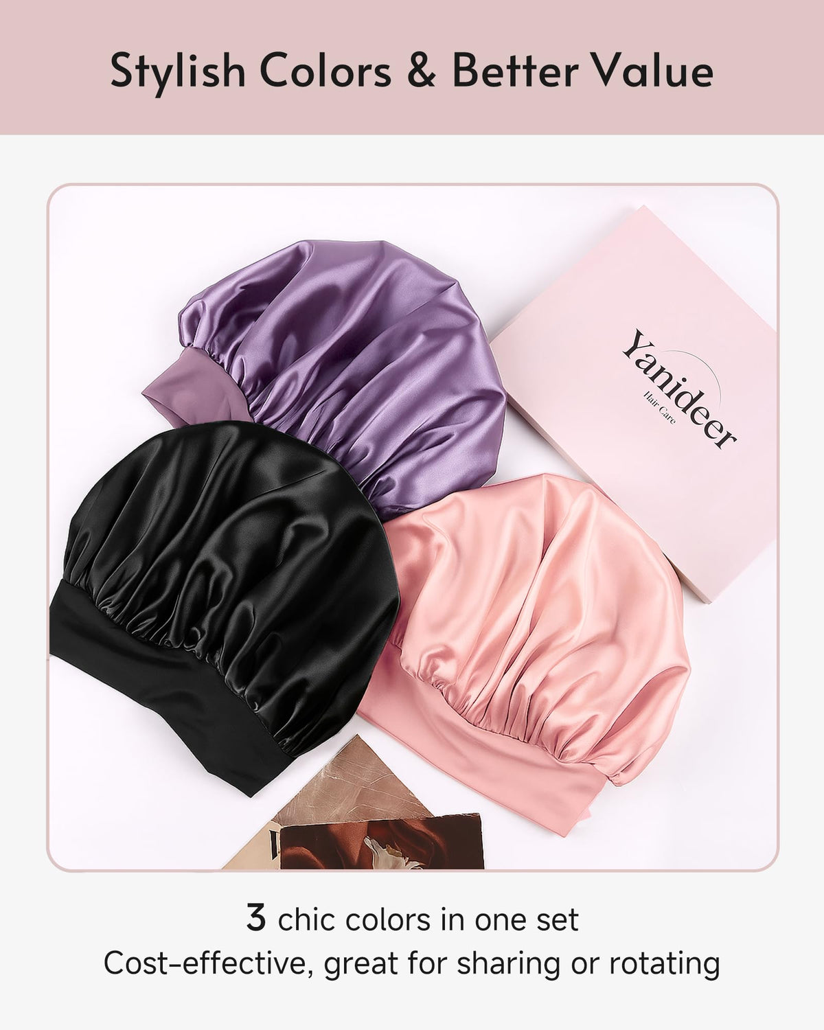 yanideer pack of three layed flat showing variety and everyday hair care convenience