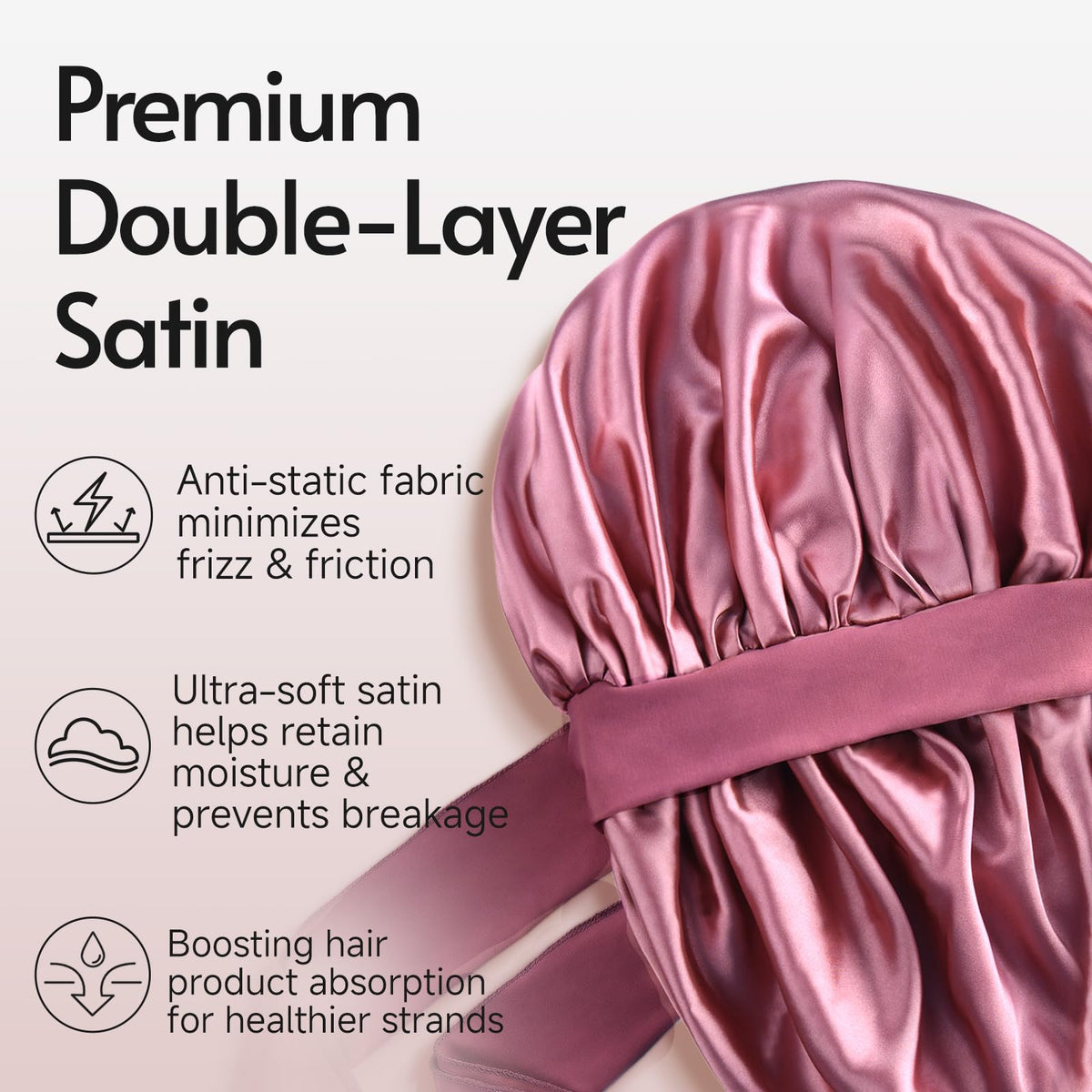 Yanideer satin fabric close-up highlighting soft texture benefit: reduces friction