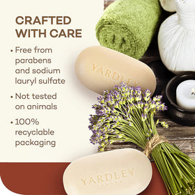Yardley bar styled by bathtub offering relaxing scent and routine benefit