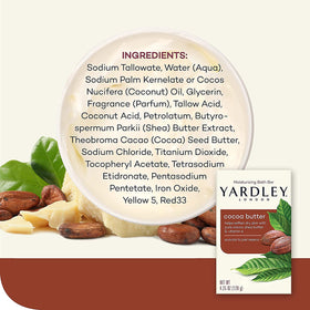 Yardley bar next to ruler showing 4.0 oz size and travel convenience