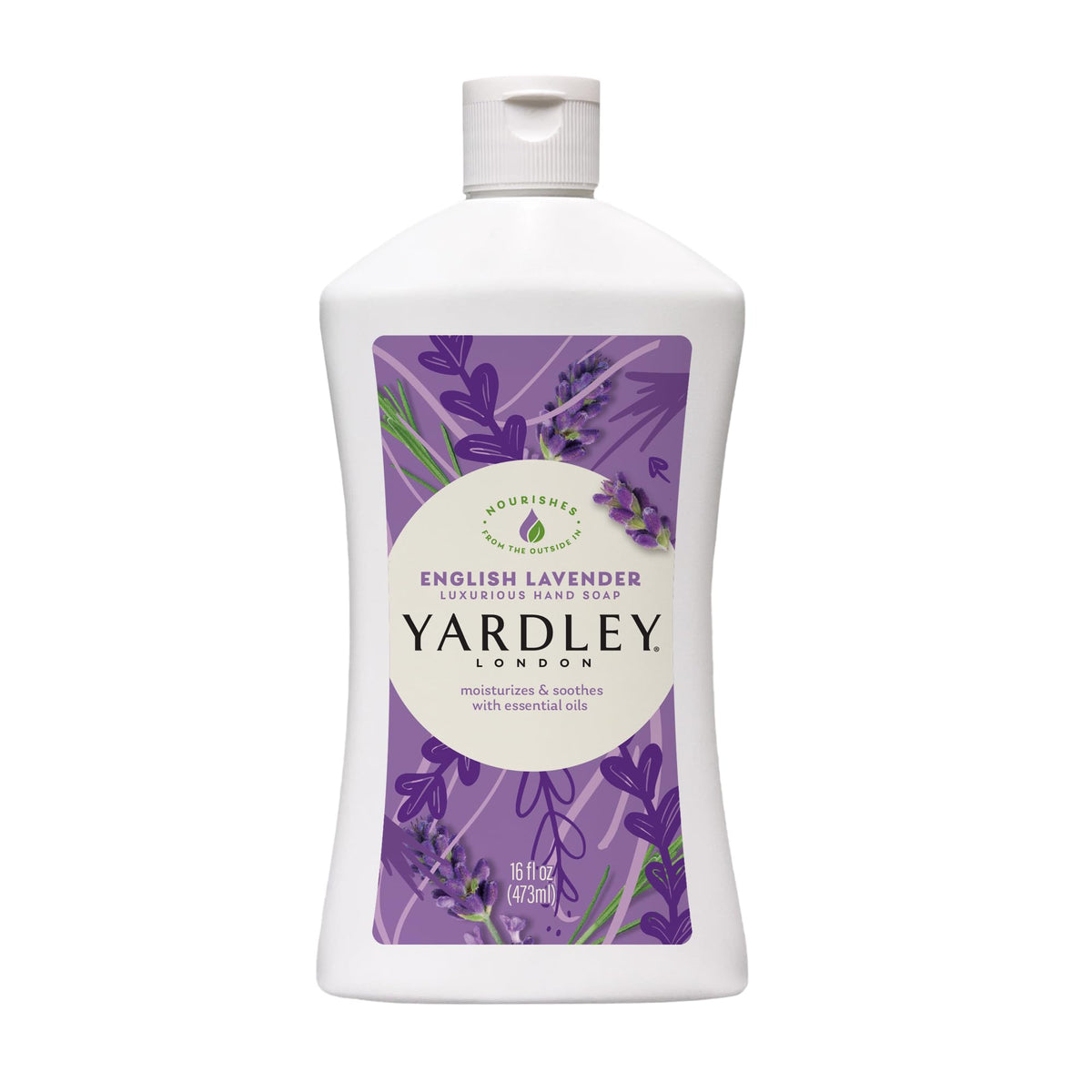 Yardley bottle front label showing lavender scent and moisturizing benefit