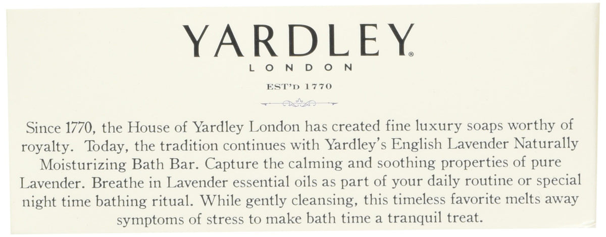 Yardley English Lavender bar in hand demonstrating rich lather and gentle cleansing benefit