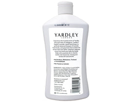 Yardley label detail highlighting product name and usage information