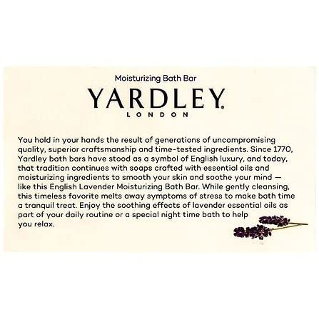 Yardley product label and ingredient panel showing paraben-free benefits