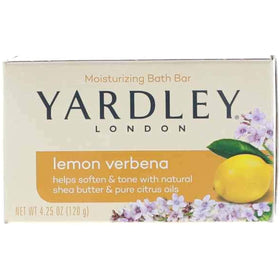 Yardley Lemon Verbena front packaging showing six bars and fresh citrus scent