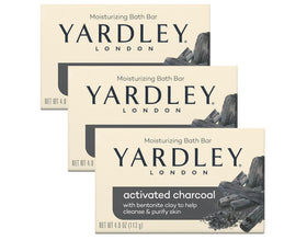 Yardley London front packaging showing three charcoal bars and clear branding for easy identification