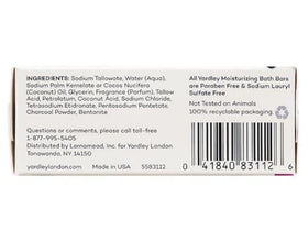 Yardley London 4 oz bar held in hand to show size and convenient travel-friendly dimensions