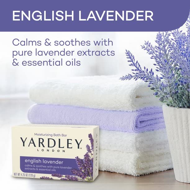 Yardley single soap bar angled to highlight smooth edges and gentle cleanse