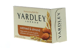 HARMONY Yardley single oatmeal and almond soap bar close-up showing smooth surface and nourishing look