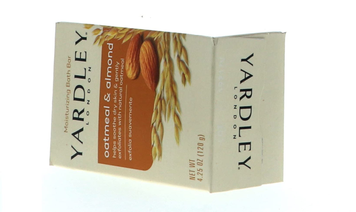 HARMONY Yardley soap beside ruler for scale showing convenient 4.25 oz bar size benefit