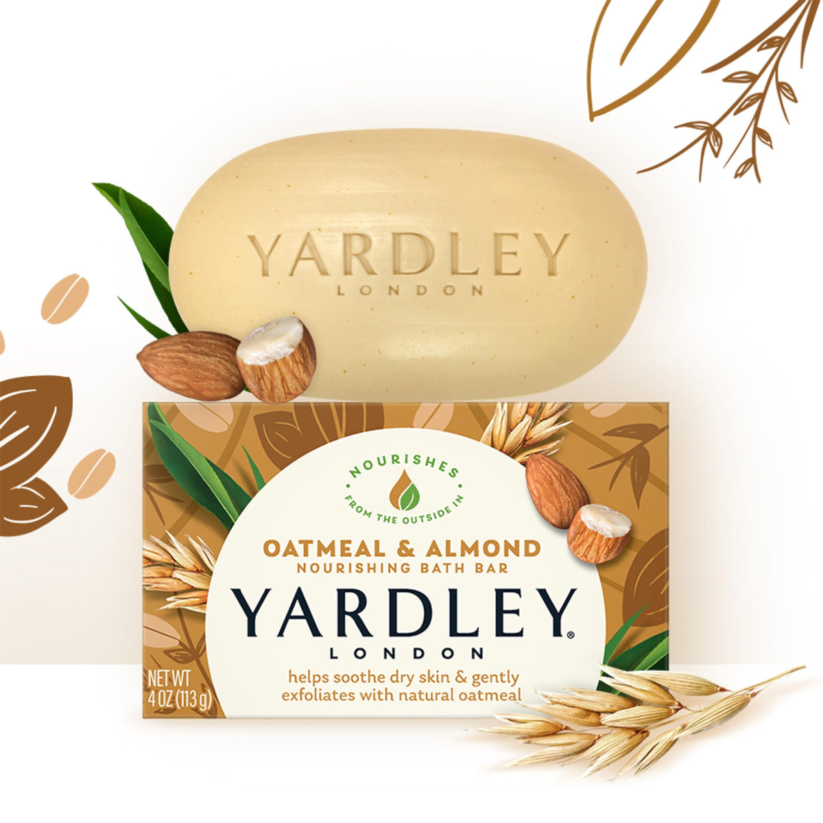 Yardley wrapped bar label emphasizing brand and natural ingredients