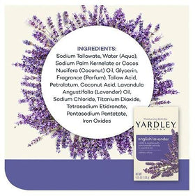 Hand holding Yardley bar to show 4.25 oz scale and easy daily use