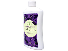 Yardley two bottles on a bathroom countertop conveying ready supply