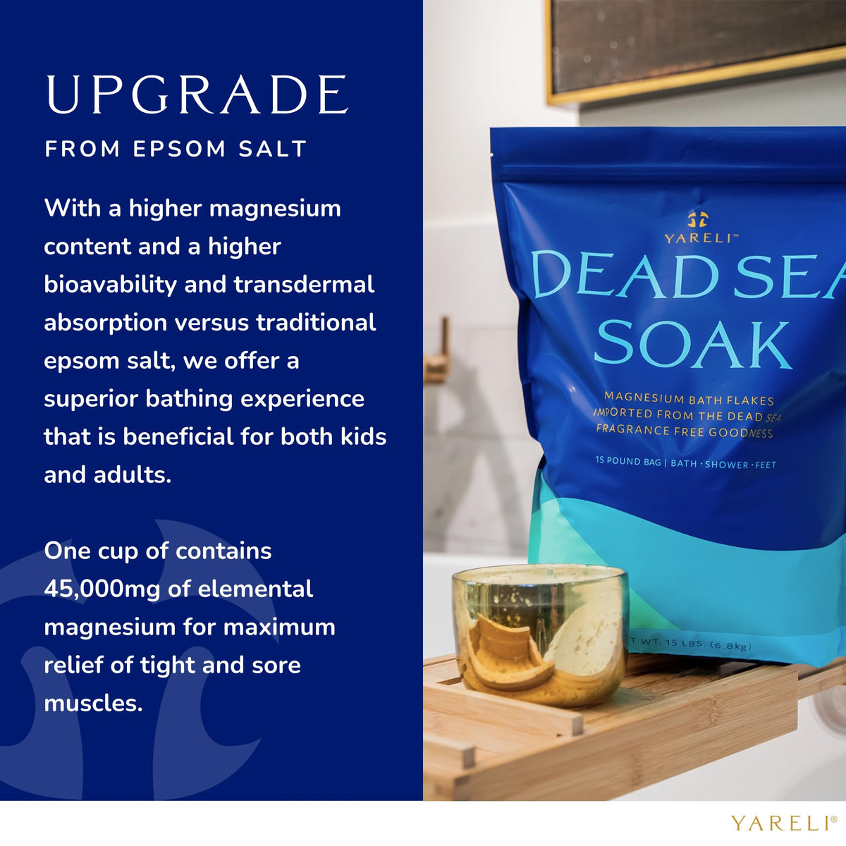 YARELI 15 lb bag beside common items to show scale and long-lasting supply