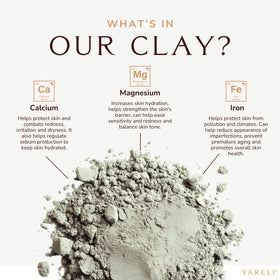 YARELI fine clay powder close-up texture, demonstrating smooth mixability for masks