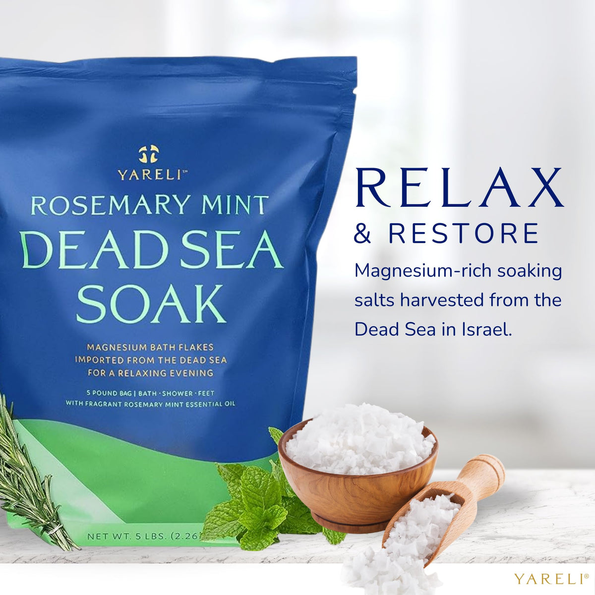 foot soak basin with YARELI flakes showing targeted foot care and comfort
