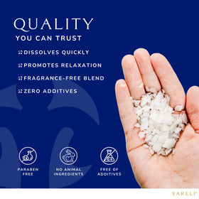 YARELI foot soak basin with flakes illustrating targeted soothing soak