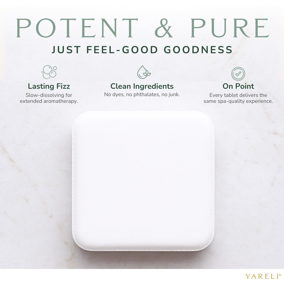 YARELI individually wrapped tablet in foil highlighting freshness preservation benefit