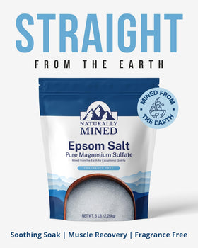 Pouring YARELI Epsom salt into a bathtub showing even dispersion and simple use