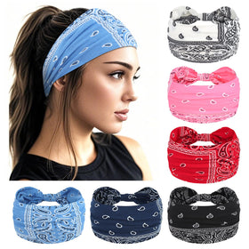 YARIEW front view of six-pack bandana headbands shows variety and ready-to-wear benefit