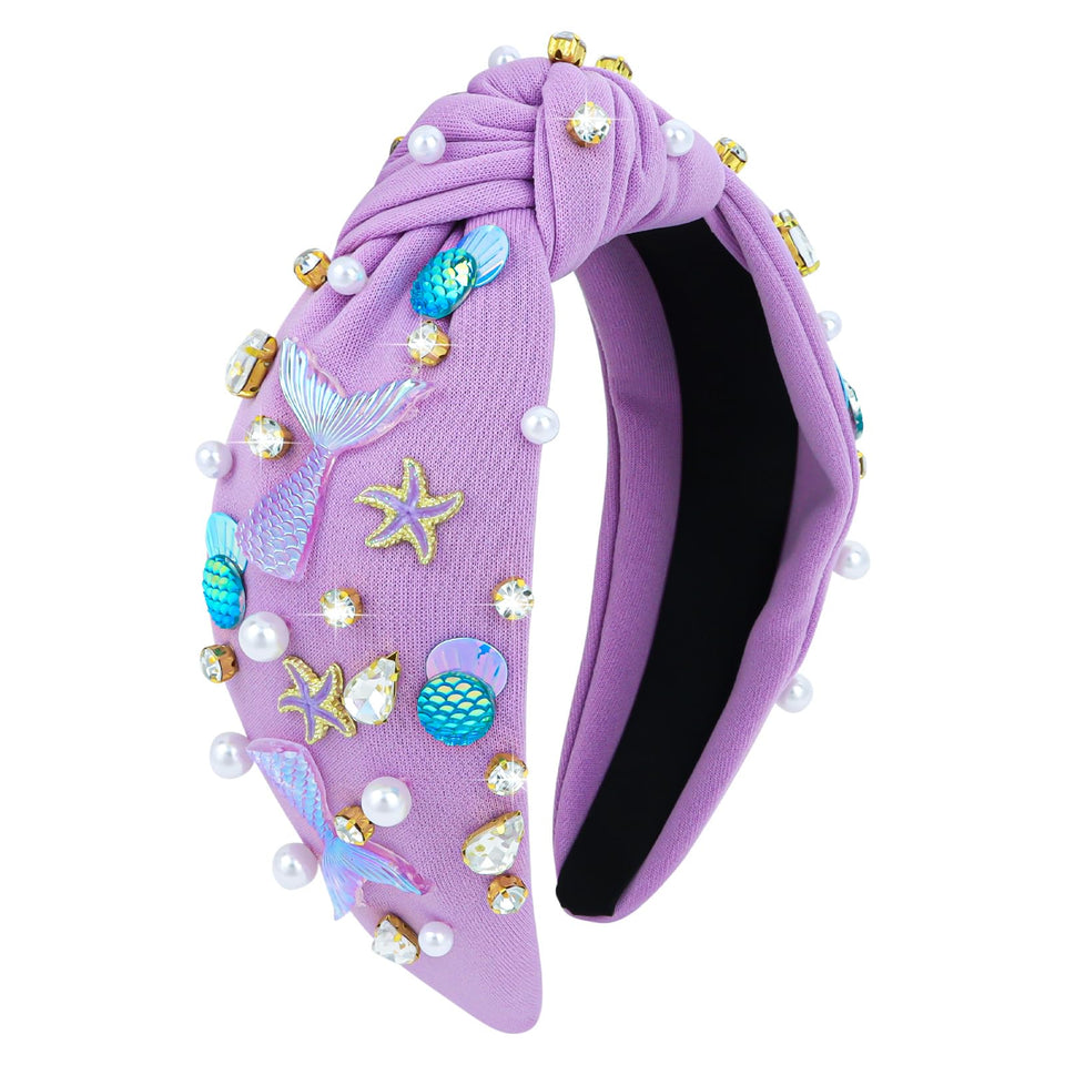 YARIEW headband front view showing mermaid design and purple color benefit sparkly style