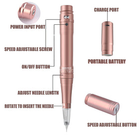 Ybeauty pen close-up showing grip and needle adjustment for precise microblading control