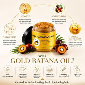 YBW raw batana nuts and harvest scene emphasizing wild-harvested purity