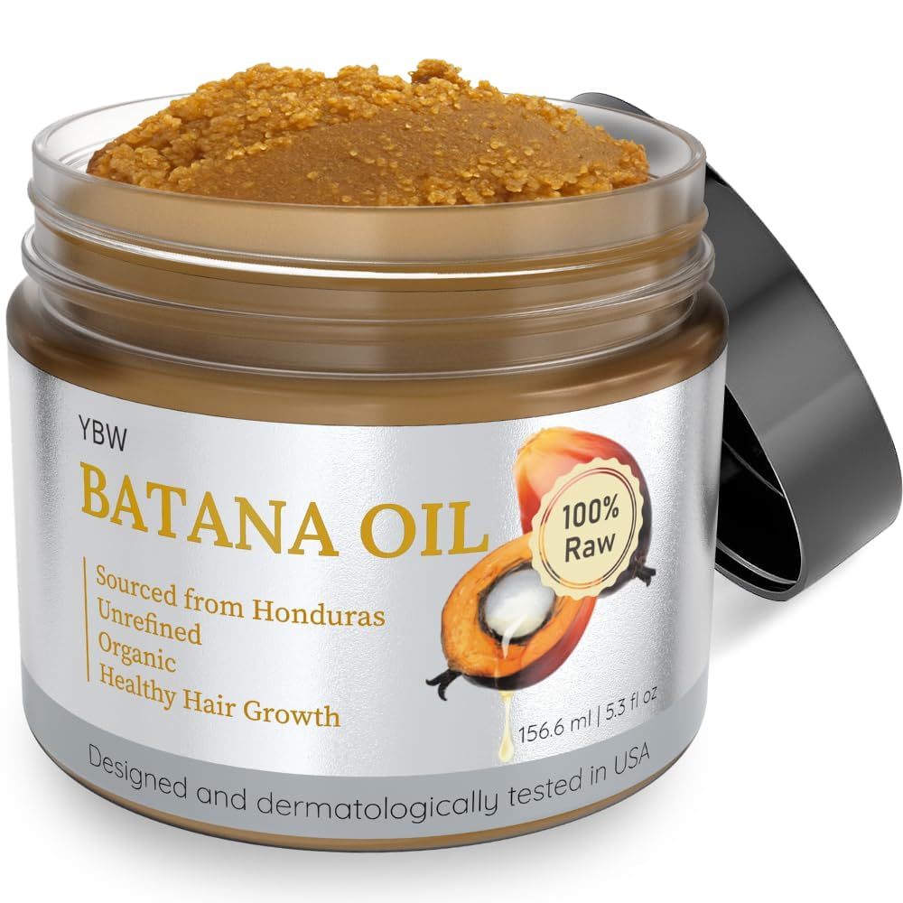 YBW Batana oil jar front view showing paste and natural packaging benefit hydration