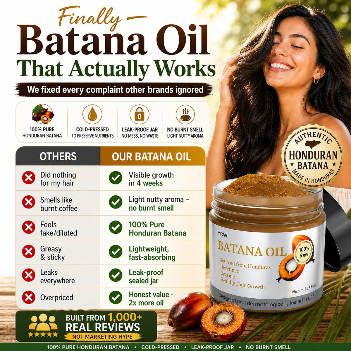 YBW Batana oil close-up texture highlights rich paste for deep conditioning benefit