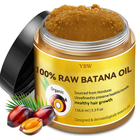 YBW jar front view showing raw batana paste and natural packaging benefits