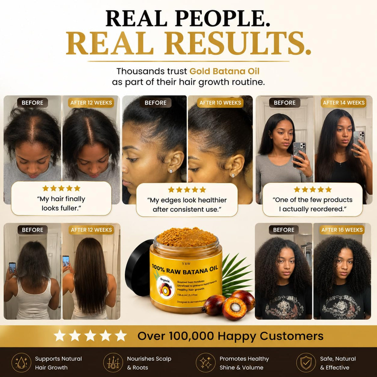YBW applying batana paste to scalp targeting edges and dry areas for hydration