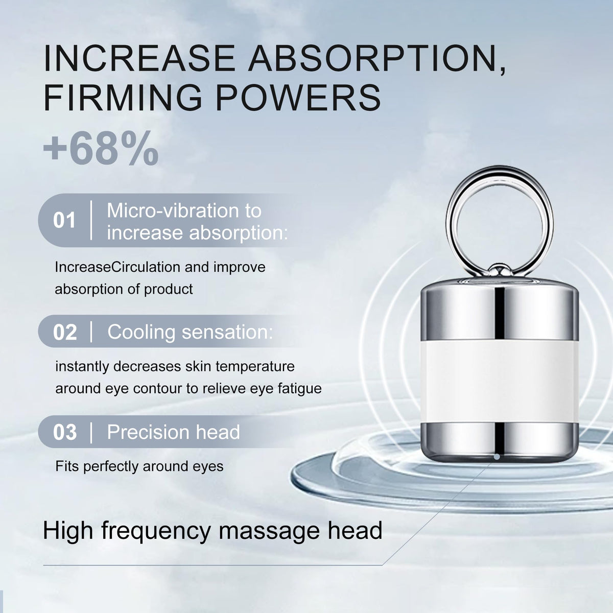 Ycz applying to under eye demonstrating massaging motion to reduce puffiness