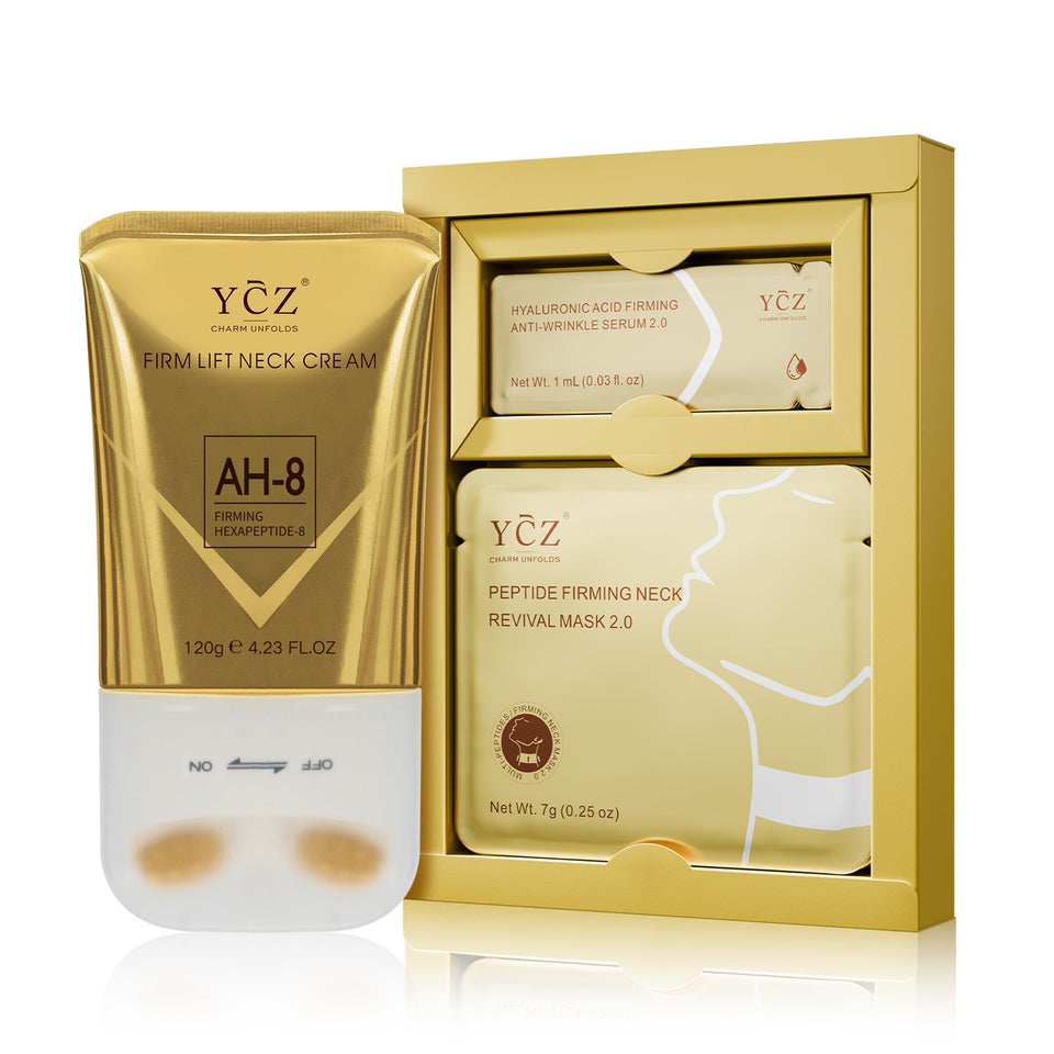 Ycz front packaging showing the neck firming set for visible contour benefits