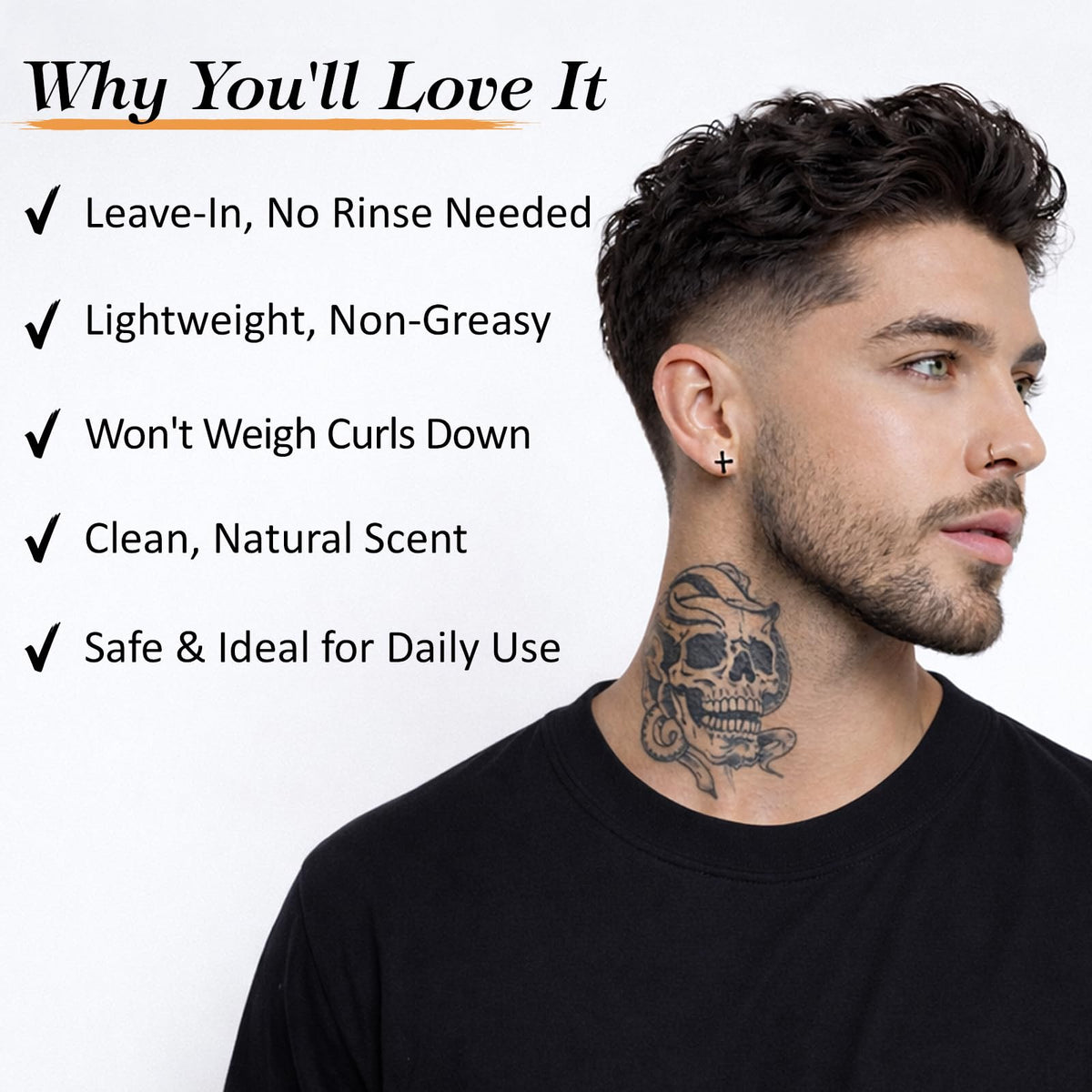 Before and after on curly hair using YEALIR showing reduced frizz and definition