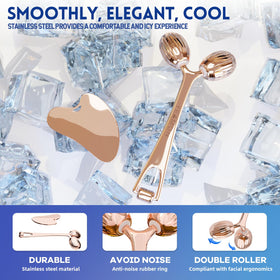 Yeamon polished stainless steel roller close-up highlighting smooth surface and cooling benefit