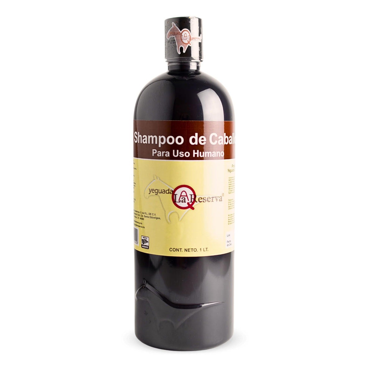 Yeguada La Reserva front bottle view showing 1L size and benefits