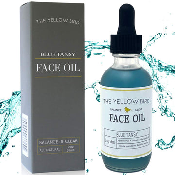 Yellow Bird front bottle showing label and calming blue oil benefit