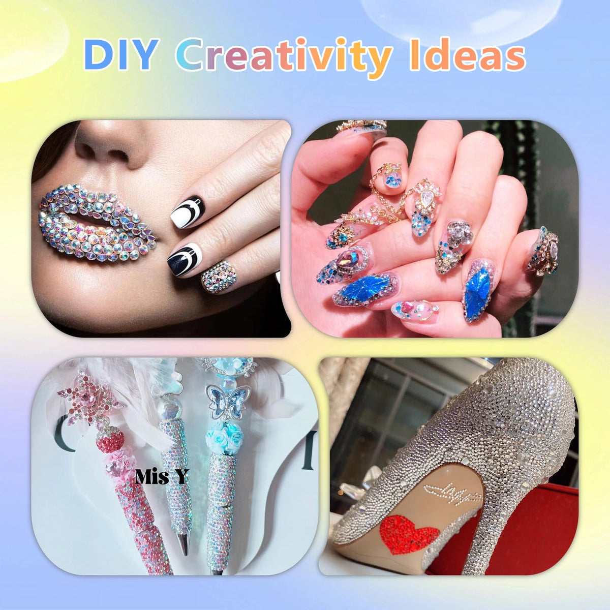 Yenamo rhinestones used in nail art offering tiny colorful embellishment