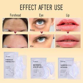 Yeokoe patches in use with woman applying eye patch to reduce puffiness