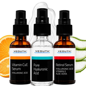 YEOUTH front packaging showing three serums and kit benefits