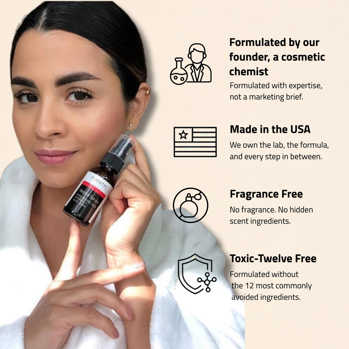 YEOUTH retinol serum being applied to face, demonstrates gentle evening routine
