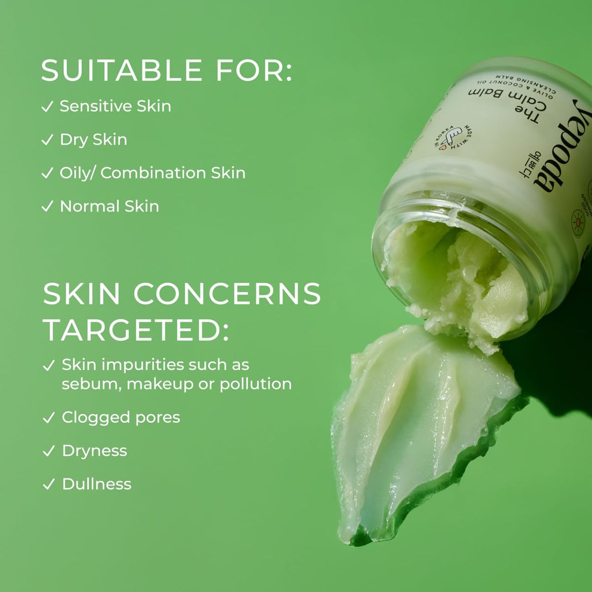 Yepoda close-up ingredient label highlighting olive and coconut oils benefit