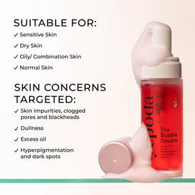Yepoda close-up label highlighting salicylic acid and pomegranate benefits