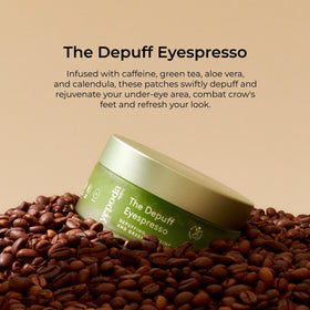 Yepoda open jar displaying stacked hydrogel eye patches and visible product quantity