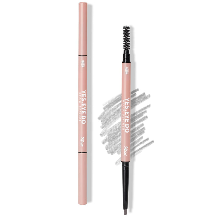YES.EYE DO front packaging showing light grey brow pencil, easy identification benefit